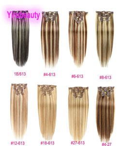 Malaysian 100 Echthaar glatt 1B613 4613 6613 27613 Clips in Haarverlängerungen 1424 Zoll Clipon Haarprodukte Klavierfarbe2182049