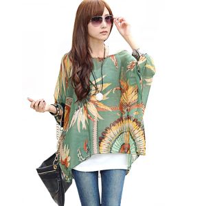 BLouse Women's Chiffon Tops 2018 New Fashion Summer Shirt Boho Style Batwing Casual Bluses Blusa 4xl 5xl 6xl Plus Size Women Clothing