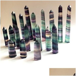 Arts And Crafts Natural Colorf Fluorite Crystal Quartz Tower Point Obelisk Wand Healing 15 Drop Delivery Home Garden Arts, Crafts Gift Dhaei