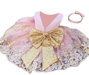Girl039s Dresses Infant Baby Girl Tutu Princess Dress Sequin Bow Frocks 1st Birthday Wedding Party Blush Pink9402450
