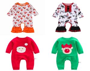 Tute natalizie per bambini Ragazzi per bambini Cartoon Turchia Pupazzo di neve Pagliaccetto Bambini Vestiti per bambini Neonate Ruffle Lettera Onesies Outfit3196374