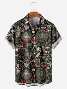 Herren-T-Shirts, Hawaii-Hemden für Herren, Totenkopf-Motiv, Sommer, lässig, kurzärmelig, Y2k, hochwertige Übergröße, Streetwear, Vintage-Strand-Tops, Kleidung