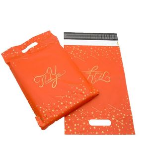 Paketpaket Väska Färgglada tack Print Poly Mailer Express Bag med handtag Plastiskt självlim Express Pouch GGA423896810