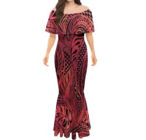 Dress Polynesia Tribal Pattern Puletasi Family Look Mother Daughter Matching Dresses Mommy and Me Clothes Father Son Tshirts Outfits