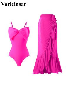 Bademode S XL Neue Sexy Mit Rüschen Sarong Verknotet Badeanzug Frauen Bademode Weiblichen Hohen Bein Cut Badende Badeanzug schwimmen V5182