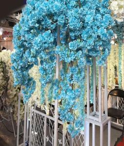 2020 Diy seda artificial flores de cerejeira ramo flor seda glicínias videiras para casa festa de casamento decoração buquê de flores 5pcs4516948