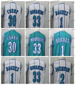 Uomo Vintage Basket Uomo Tyrone 1 Muggsy Bogues Maglie Larry 2 Johnson Dell 30 Curry Alonzo 33 Mourning Glen 41 Rice Basket4218669