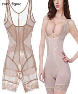 Lace Butt Lifter Bodysuit Sculpting Shapewear Full Body Control Corset Emagrecimento Abdômen Lift Bras Shaper Sexy Carvão Cueca 21918205