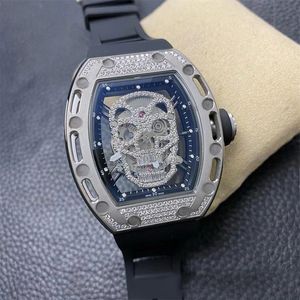 Modeklockor Square Dial Automatic Mechanical Movement Moissanite Watch Exquisite Leisure Orologio Uomo över hela Sky Star Mens Watches High Quality SB057 C4