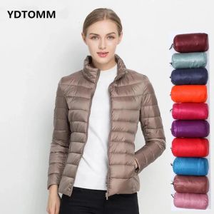 Casacos coreano barato pato para baixo jaqueta feminina 2022 novo fino curto ultra leve branco puffer casaco 5xl 6xl 7xl casacos de inverno para mulher