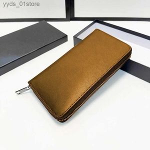 Money Clips New Luxury Designer High Quality Mens Leather Double Zipper Long Wallet Classic Canvas Wallet Womens Fashion PU Zipper Wallet L240306