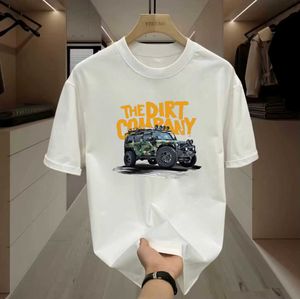 Camiseta de manga curta de algodão puro de alta qualidade impressa para veículos off road para roupas masculinas plus size marca da moda verão