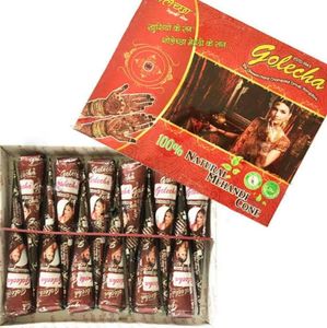 Mode 12 Stücke Golecha Natürliche Mehndi Henna Kegel Indische Henna Tattoo Paste für Temporäre Tattoo Aufkleber Mehndi Make-Up Körper Farbe 5803964