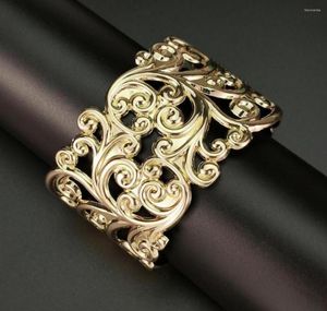 Bangle Punk Metal Hollow Flower Cuff For Women Statement Beautiful Unique Alloy Armband Fashion Charm smycken Tillbehör9531877