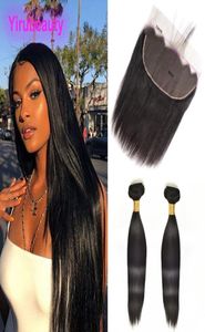 Indian Raw Virgin Hair Whole Two Bundles With 13X6 Lace Frontal Baby Hairs Natural Color Mink Straight Hair Wefts With Closure8793894