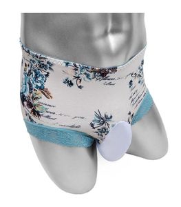 Mutandine da boxer Sissy con custodia per rigonfiamento del pene Lingerie sexy in pizzo erotico per pantaloncini da uomo Intimo bikini Mutande maschili3775781