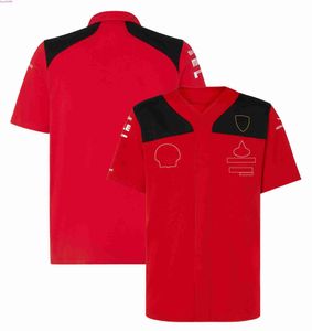 Yvqy polos masculinos f1 equipe de corrida uniforme de corrida camisa esportiva botão lapela camisa polo vermelha de secagem rápida camisa respirável personalizável