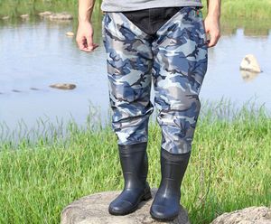 Pantaloni da pesca impermeabili da pesca in nylon impermeabile a metà corpo in PVC da uomo Donna Pantaloni da trampoliere mimetici antiusura da caccia all'aperto5311367
