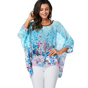 BLouse Bhflutter Elegant Chic Chiffon Blauses Women New Fashion Batwing Casual Summer Tops Tunic Boho Style Beach Shirts Chemise Femme