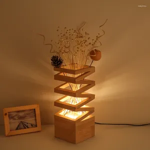 Table Lamps Wedding Led Lamp Wood Flower Stand Library Home Desk Lights Living Room Study Modern Work Lighting