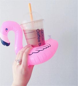 INS PVC Uppblåsbar Flamingo Drinks Cup Holder Pool Cartoon Floats Floating Drink Cup Stand Ring Bar Coasters Children Bath Toy Swi6989768