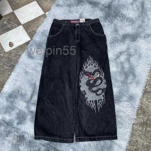 Jeans da uomo Jnco Streetwear Y2k Hip Hop Grafica oversize larghi pantaloni neri Haruku Pantaloni gotici casual a gamba largapmg54tsq