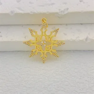 Encantos diy suprimentos de jóias de cobre floco de neve charme pingente descobertas artesanato de natal jóias fazendo acessórios