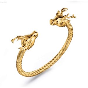 Pulseira personalizada de ouro 18k com dragão de veado legal Dubai Gold Animal Dragon Bangle Joias