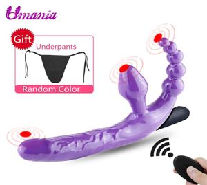 Uzaktan Kumanda Yapay penis Vibratör Straplez Strapon Dildo Seks Oyuncakları Lezbiyen Anal Boncuklar İçin Oyuncaklar Yetişkinler için Klitoris Stimülatörü Y2011827898532