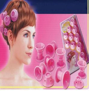 10st Silicone No Clip Pink Hair Curlers Rollers Diy Magic Spiral Curling Iron Wand Curl Styler Hair Care Tools Whole3722838