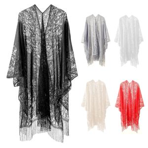 Cover-up Trendy Women Sun Protection Shawl Ladies Lace Tassel Bikini Blouse Summer Beach Smock Kimono Cardigan