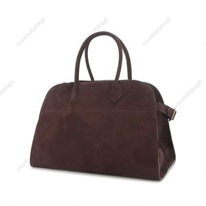 The Row Margaux15 Designer Bag Suede Bags Luxury Handles Womens Leather Handbags Penholder Bag Reverse 90S Fashion Shoulder Bags Luggage Bag 4588