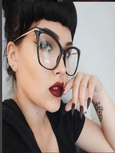 Lady Cat Eye Glasses Ramar för kvinnor Sexig överdimensionerad metallram Brand Designer Optiska glasögon Fashion Eyewear 450777213467