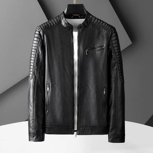 Mens Motorcycle Leather Jacket Male S-5XL Autumn Winter Mens Leather Jacket Fashion Mens Teenager Stand Collar Punk 240227