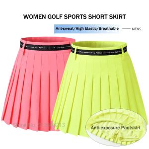 韓国スタイルの韓国スタイルの露天掘りゴルフスカート女性のためのプリーツハイウエストゴルフパンツカート女性クイック乾燥テニスキュロットスリムスコート
