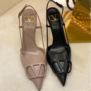 Sandals Designer Women High Heels Shoes Genuine Leather 4cm 6cm 8cm 10cm Thin Heels Shallow Summer Luxury Brand Dress Shoes with Red Dust Bag 34-44