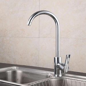 Kitchen Faucets Faucet Brushed Stainless Stee 360 ° Rotating Swan Neck Cold And Mixer Taps Deck Mounted Single Handle