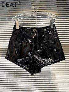 Womens Shorts Trend Streetwear Pu Leather Wide Leg High Waist Texture Designer Short Pants Female 2024 Spring 11xx1900