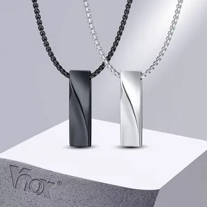 Pendant Necklaces Vnox Small Mobius Bar For Men Women Unisex Black Stainless Steel 3D Vertical Casual Collar