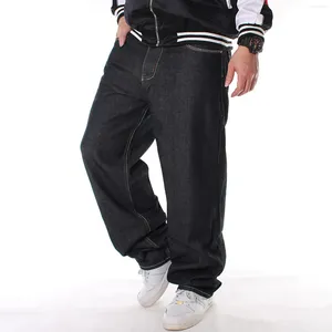 Męskie dżinsy workowate szeroka noga proste uliczne taniec hip hop rap męskie czarne spodnie deskorolki luźne dżinsowe spodnie dla mężczyzn ubrania