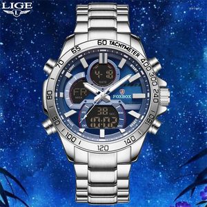 Wristwatches LIGE 2024 Watches for Men Brand Quartz Wristwatch Military Waterproof LED Digital Sport Man Clock Relogio Masculino