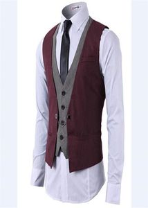 MEN039S Slim Fit Senior Business Formal Suit Waistcoat Knappad Vest Anpassad Single Breasted Groom7707416