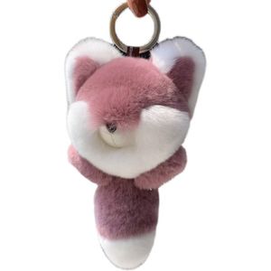 Huge Real Rex Rabbit Fur Keychain Monster Pompom Doll Keyring Bag Car Charm Pendant Fox with Metal Claw300R