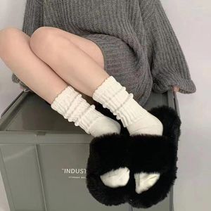 Women Socks Middle Solid Color Tube Ankle Short Bubble Lolita Cute Warm Elephant Autumn Winter Knitted