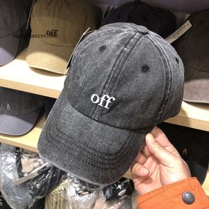 0ff cap Spring/summer Korean Edition Worn Out Water Washed Cotton Baseball for Women Off Letter Embroidered Curved Eaves Sunshade Duck Tongue Hat Zichao