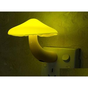 Night Lights Yellow Night Lamp Mushroom Wall Socket Lightcontrolled Sensor Led Lights Bedroom Baby Light Control 110220V 02W3339372 Dr Dhncp