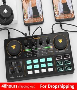 Microphone Mixer Professional justerbar volym o USB -instrument laddningsbart podcaster -kitförstärkare med ljudkort för live sändning8658756