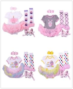 Bunny Baby Dress Bodysuit Legyging First Walker Pałąk Sets Girl Tutu sukienki Sukienki wielkanocne kombinezon Polka Dot