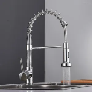 Kökskranar Azeta Sink Faucet Enkel spak däck monterad 360 Rotation Dra ner 2 vägs vattenuttag Chrome mässing kran AT9864