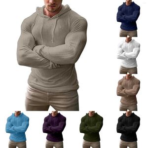 Camisetas masculinas de manga comprida apertada camisa esportiva terno de fitness com capuz inferior